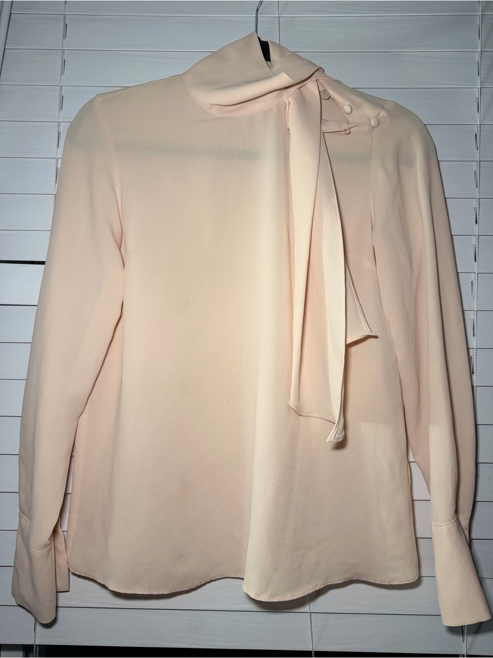 Forever 21 Pale Peach Tie-Neck Blouse